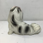 Vintage 1950's White & Black Plaster Chalkware Shih Tzu Statuette