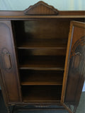 Vintage Black Walnut Veneer Curio Cabinet
