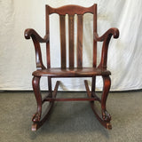 Vintage Solid Mahogany Claw-Foot Rocking Chair