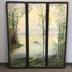 Vintage 1934 Hand-Painted 3-Panel Room Divider