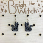 Brigh the Witch "Skeleton Cats" Black Acrylic Earrings