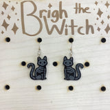 Brigh the Witch "Skeleton Cats" Black Acrylic Earrings