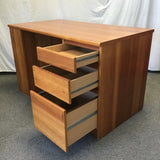 Modern Danish Modern Cherry Veneer 3-Drawer 3-Tier Kneehole Desk