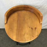 Single Industrial Rexon Solid Pine & Black Metal Adjustable-Height Stool