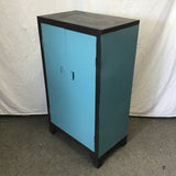 Black & Blue Painted Vintage 3-Tier Metal Cabinet