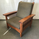2pc Modern Mission The Craftsman Collection Solid Oak & Green Armchair & Ottoman