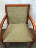 Modern Danish Modern Solid Cherry & Green Upholstered Armchair