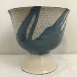 White & Blue Ceramic Footed Bowl