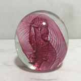 Signed Robert Held Pink Ribbon Swirl Paperweight