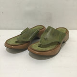 Dansko Green Leather Wedge Sandals
