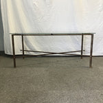 Vintage Faux-Bamboo Metal Glass-Top Coffee Table