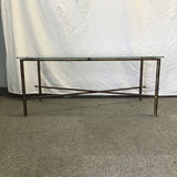 Vintage Faux-Bamboo Metal Glass-Top Coffee Table