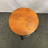 Modern Industrial Pine & Black Metal Adjustable-Height Stool