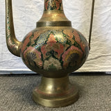 Decorative Hand Painted Floral Brass Turkish Coffee Pot