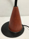 Modern MCM Black Metal & Red-Stained Desk Lamp