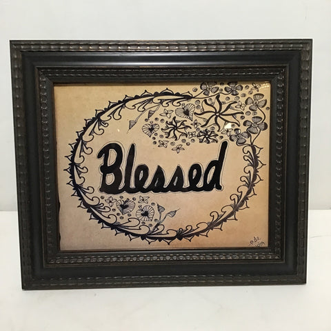 Eltimar Design Framed 8x10 "Blessed" on Kraft Artwork Print