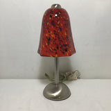 Modern Red Art Glass & Silver Metal Table Lamp