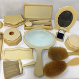 29pc Vintage Yellow Plastic Vanity Set