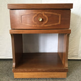 Vintage Walnut Veneer 2-Tier 1-Drawer Night Stand