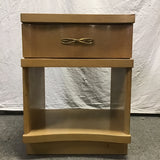 Single Vintage MCM Faux-Walnut Laminate 2-Tier Night Stand