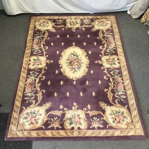 Vintage Purple & Off-White Floral 5x8 Area Rug