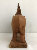 Vintage MCM Solid Teak Tustling Elephants Sculpture