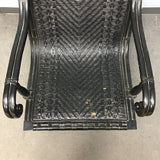 Vintage Black Painted Rattan Patio Armchair