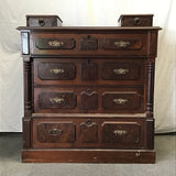 Vintage Mahogany Veneer 6-Drawer Dresser
