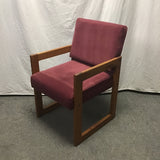 Vintage Red Upholstered Solid Oak Office Chair