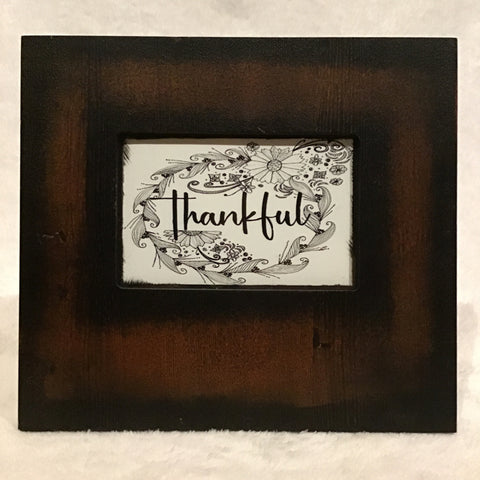 Eltimar Design 4x6 "Thankful" Zentangle Inspired Artwork Print in Wood Frame