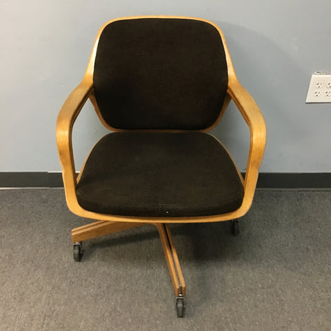 Vintage Don Pettit for Knoll Attributed Bentwood Swivel Office Chair