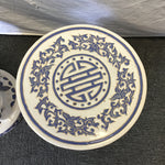 Pair of Modern White & Blue Ceramic Elephant Garden Stools