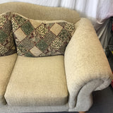 Modern Tan Upholstered Roll-Arm Loveseat