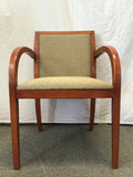 Modern Danish Modern Solid Cherry & Green Upholstered Armchair