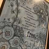 Eltimar Design Framed "She Was Free" Zentangle Inspired Artwork