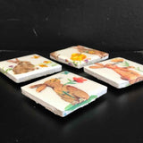 Susan Sitaraman Single Bunny Decoupage On White Tile Magnet