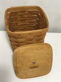 1999 Longaberger Woven Solid Maple Lidded Basket