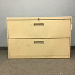 Vintage Pale Yellow Metal 2-Drawer Lateral Filing Cabinet