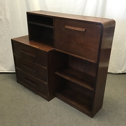 Vintage MC Walnut Veneer Secretary Desk