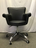 Modern Black Vinyl Adjustable-Height Rolling Office Chair