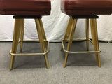 Pair of MCM Gasser Chair Co. Red Counter Height Casino Swivel Bar Stools