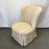 Vintage Green & Pink Striped Upholstered Slipper Accent Chair