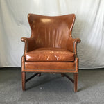 Vintage Robert L Hunker Brown Leather Wingback Armchair