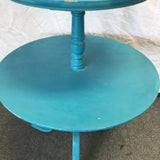 Blue Painted Round 2-Tier Accent Table