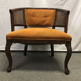 Vintage MCM Orange Upholstered Basket Accent Chair
