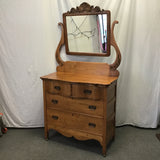 Vintage Craftsman Solid Maple 4-Drawer Dresser & Mirror