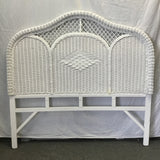 Vintage White Wicker Full Headboard