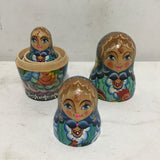 3pc Painted Wood Nesting Dolls Set