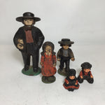 Set of 5 Painted Cast Iron Amish Figurines