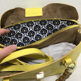 Emma Fox Yellow Leather & Bamboo Handbag